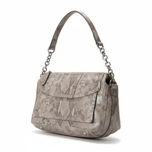 B. Makowsky Snake Print Shoulder Bag in Taupe